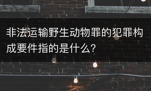 非法运输野生动物罪的犯罪构成要件指的是什么？
