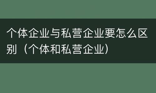 个体企业与私营企业要怎么区别（个体和私营企业）