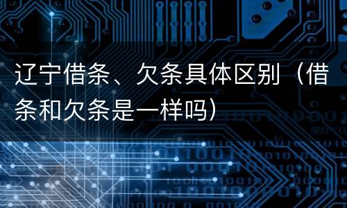 辽宁借条、欠条具体区别（借条和欠条是一样吗）
