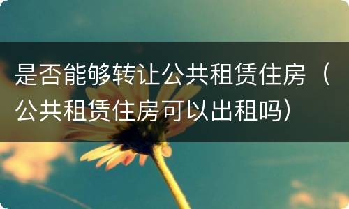 是否能够转让公共租赁住房（公共租赁住房可以出租吗）