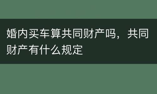 婚内买车算共同财产吗，共同财产有什么规定