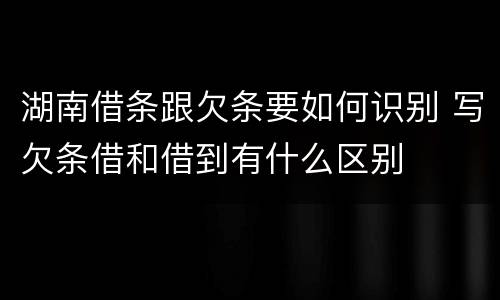 湖南借条跟欠条要如何识别 写欠条借和借到有什么区别