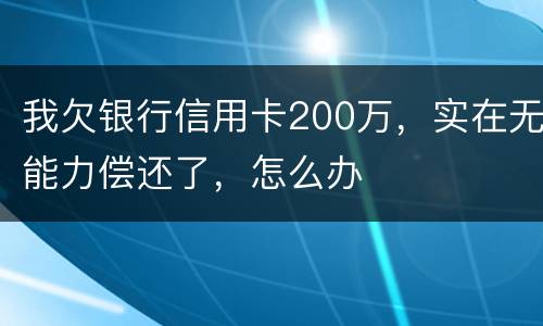 我欠银行信用卡200万，实在无能力偿还了，怎么办
