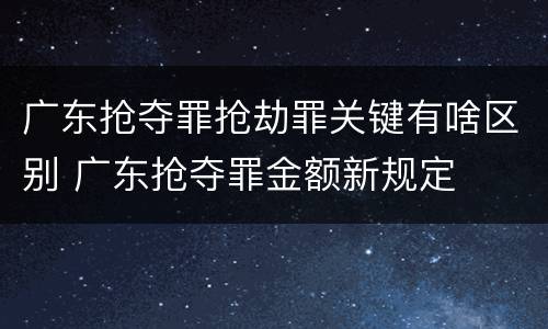 广东抢夺罪抢劫罪关键有啥区别 广东抢夺罪金额新规定