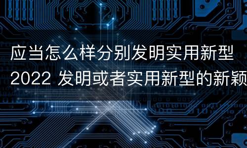 应当怎么样分别发明实用新型2022 发明或者实用新型的新颖性