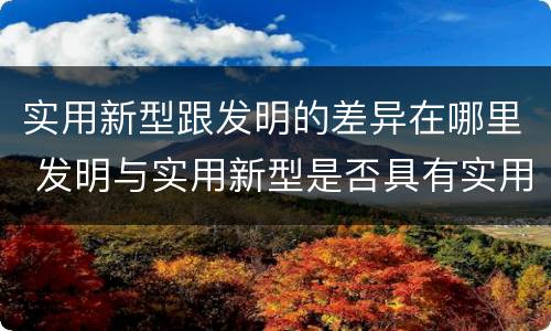 实用新型跟发明的差异在哪里 发明与实用新型是否具有实用性