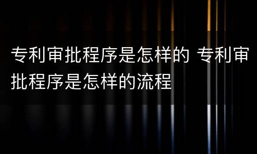 专利审批程序是怎样的 专利审批程序是怎样的流程