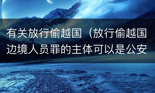 有关放行偷越国（放行偷越国边境人员罪的主体可以是公安民警吗）