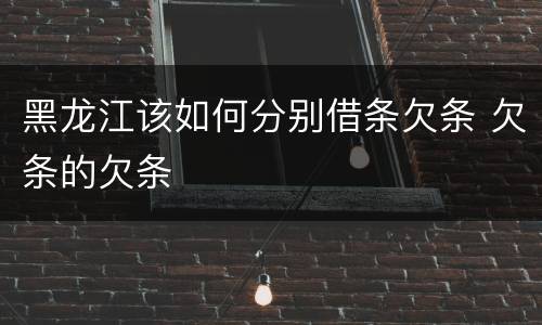 黑龙江该如何分别借条欠条 欠条的欠条