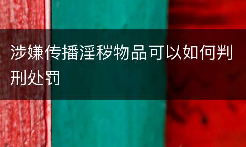 涉嫌传播淫秽物品可以如何判刑处罚