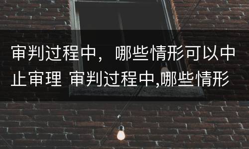 审判过程中，哪些情形可以中止审理 审判过程中,哪些情形可以中止审理案件