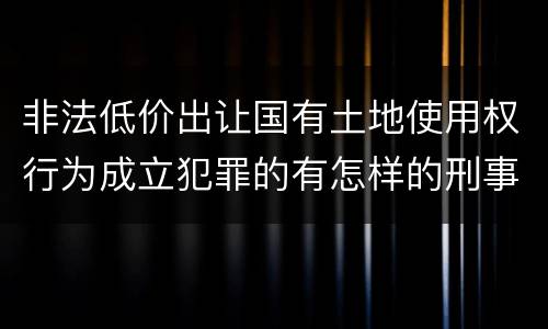 非法低价出让国有土地使用权行为成立犯罪的有怎样的刑事判处