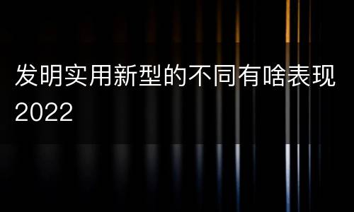发明实用新型的不同有啥表现2022