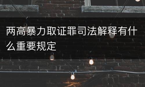 两高暴力取证罪司法解释有什么重要规定
