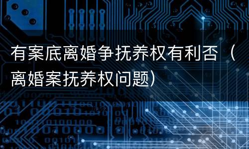 有案底离婚争抚养权有利否（离婚案抚养权问题）