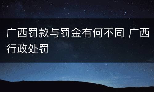 广西罚款与罚金有何不同 广西行政处罚