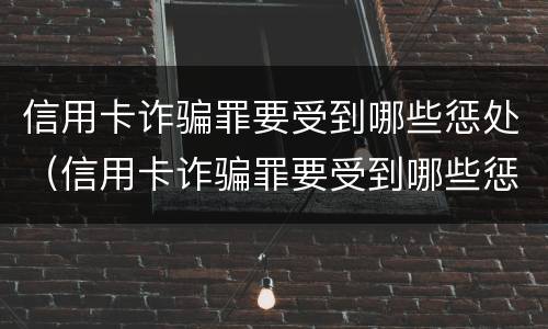 信用卡诈骗罪要受到哪些惩处（信用卡诈骗罪要受到哪些惩处呢）