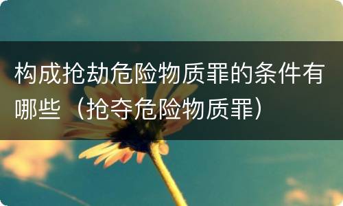 构成抢劫危险物质罪的条件有哪些（抢夺危险物质罪）