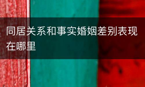 同居关系和事实婚姻差别表现在哪里