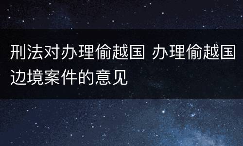 刑法对办理偷越国 办理偷越国边境案件的意见