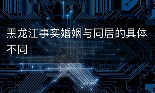 黑龙江事实婚姻与同居的具体不同