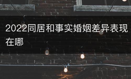 2022同居和事实婚姻差异表现在哪