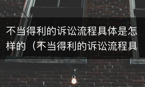 不当得利的诉讼流程具体是怎样的（不当得利的诉讼流程具体是怎样的情形）