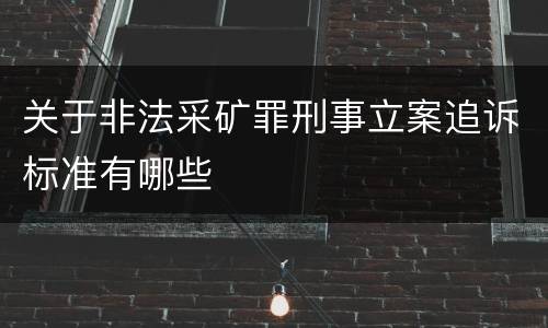 关于非法采矿罪刑事立案追诉标准有哪些