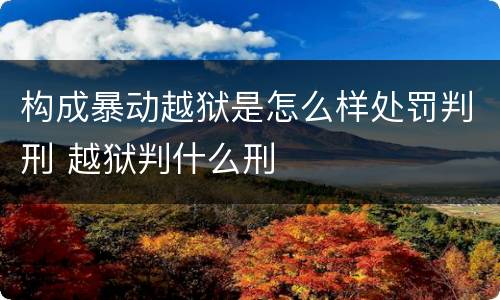 构成暴动越狱是怎么样处罚判刑 越狱判什么刑