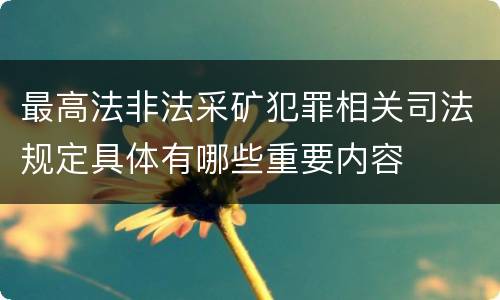 最高法非法采矿犯罪相关司法规定具体有哪些重要内容
