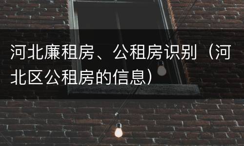 河北廉租房、公租房识别（河北区公租房的信息）