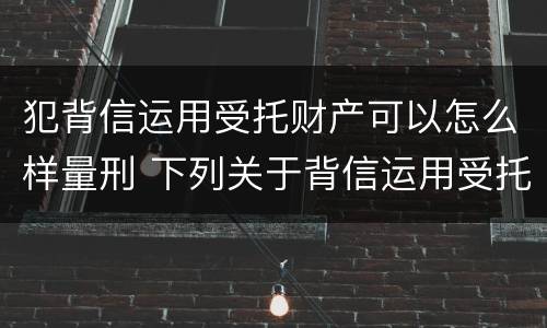 犯背信运用受托财产可以怎么样量刑 下列关于背信运用受托财产罪的说法中正确的是