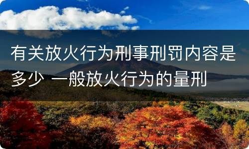 有关放火行为刑事刑罚内容是多少 一般放火行为的量刑