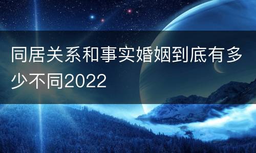 同居关系和事实婚姻到底有多少不同2022