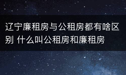 辽宁廉租房与公租房都有啥区别 什么叫公租房和廉租房