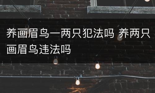 养画眉鸟一两只犯法吗 养两只画眉鸟违法吗