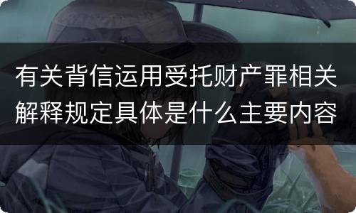 有关背信运用受托财产罪相关解释规定具体是什么主要内容