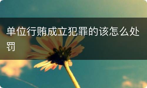 单位行贿成立犯罪的该怎么处罚