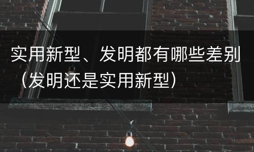 实用新型、发明都有哪些差别（发明还是实用新型）