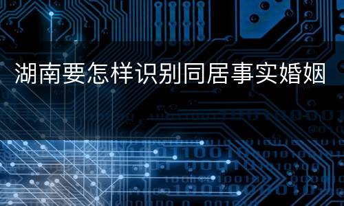 湖南要怎样识别同居事实婚姻
