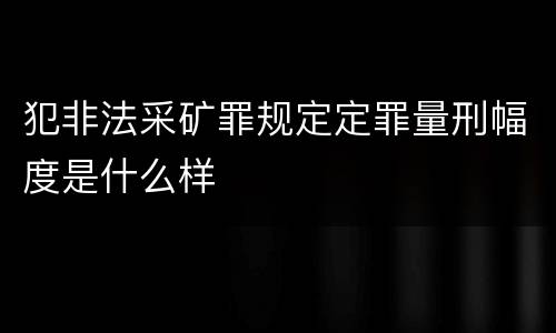 犯非法采矿罪规定定罪量刑幅度是什么样