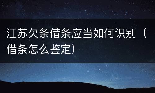 江苏欠条借条应当如何识别（借条怎么鉴定）