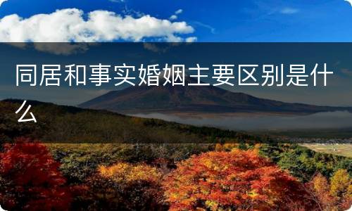 同居和事实婚姻主要区别是什么