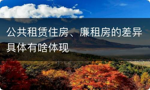 公共租赁住房、廉租房的差异具体有啥体现