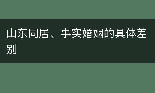 山东同居、事实婚姻的具体差别