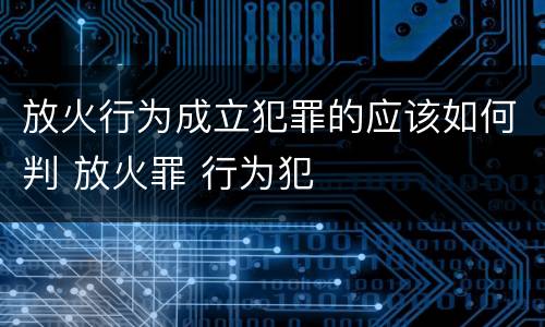 放火行为成立犯罪的应该如何判 放火罪 行为犯