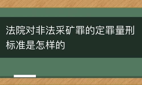 法院对非法采矿罪的定罪量刑标准是怎样的