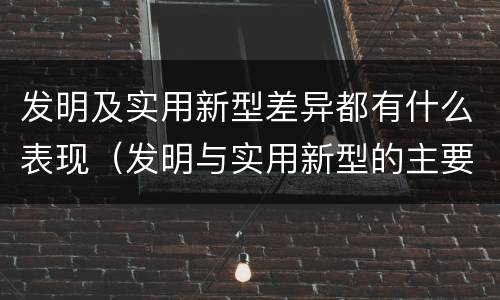 发明及实用新型差异都有什么表现（发明与实用新型的主要区别）