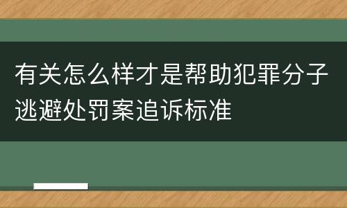 有关怎么样才是帮助犯罪分子逃避处罚案追诉标准