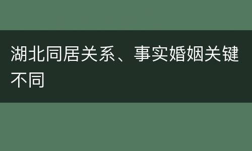 湖北同居关系、事实婚姻关键不同
